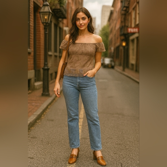 Madden Girl Medium Babydoll Brown Lace Sleeveless Top Floral Embroidery Y2k Vtg - Picture 1 of 11